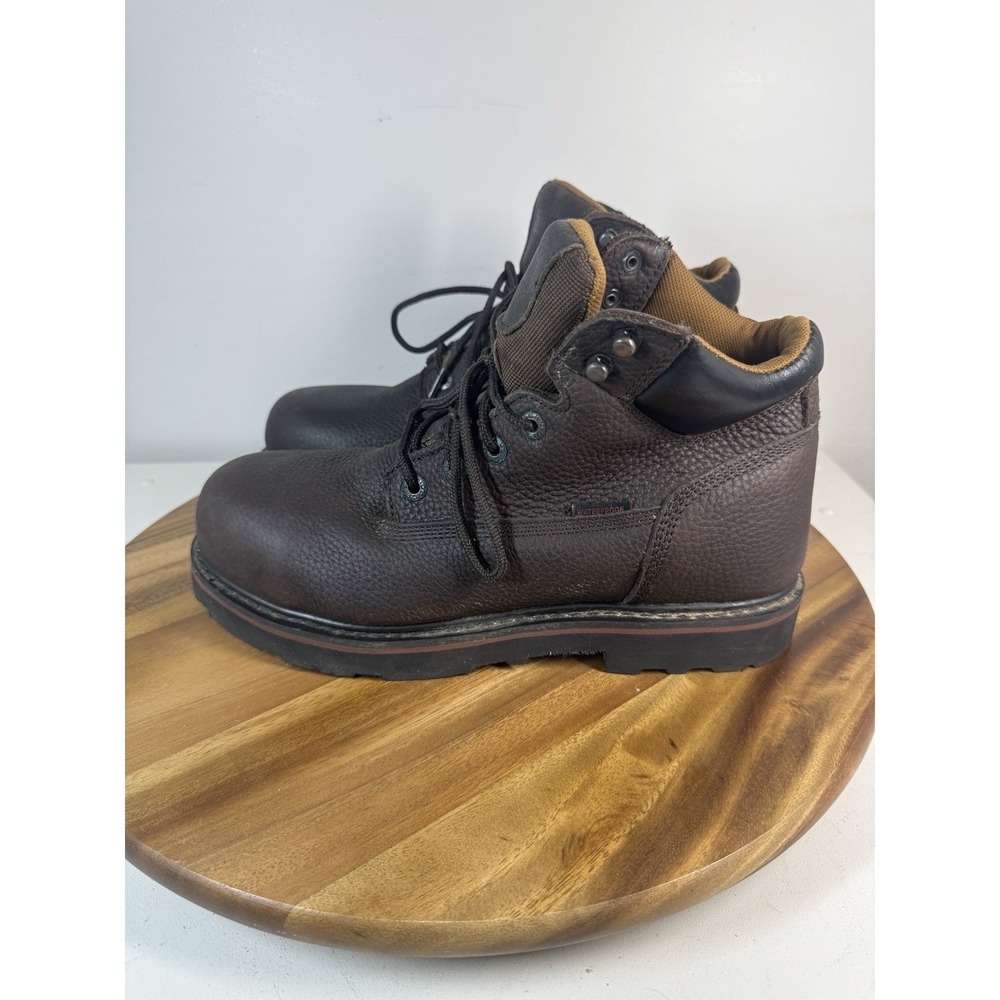 Schmidt Waterproof Brown Leather Safety Toe Work Boots Mens 10.5 W